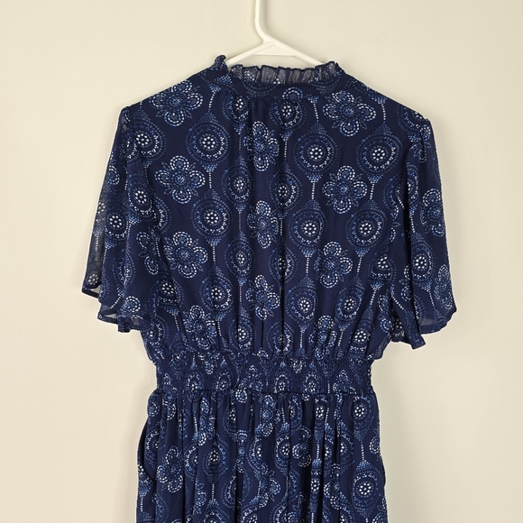 Torrid Blue Paisley Ruffle Maxi Dress Flutter Sleeves Size 12 Flowy Semi Sheer - Picture 10 of 15